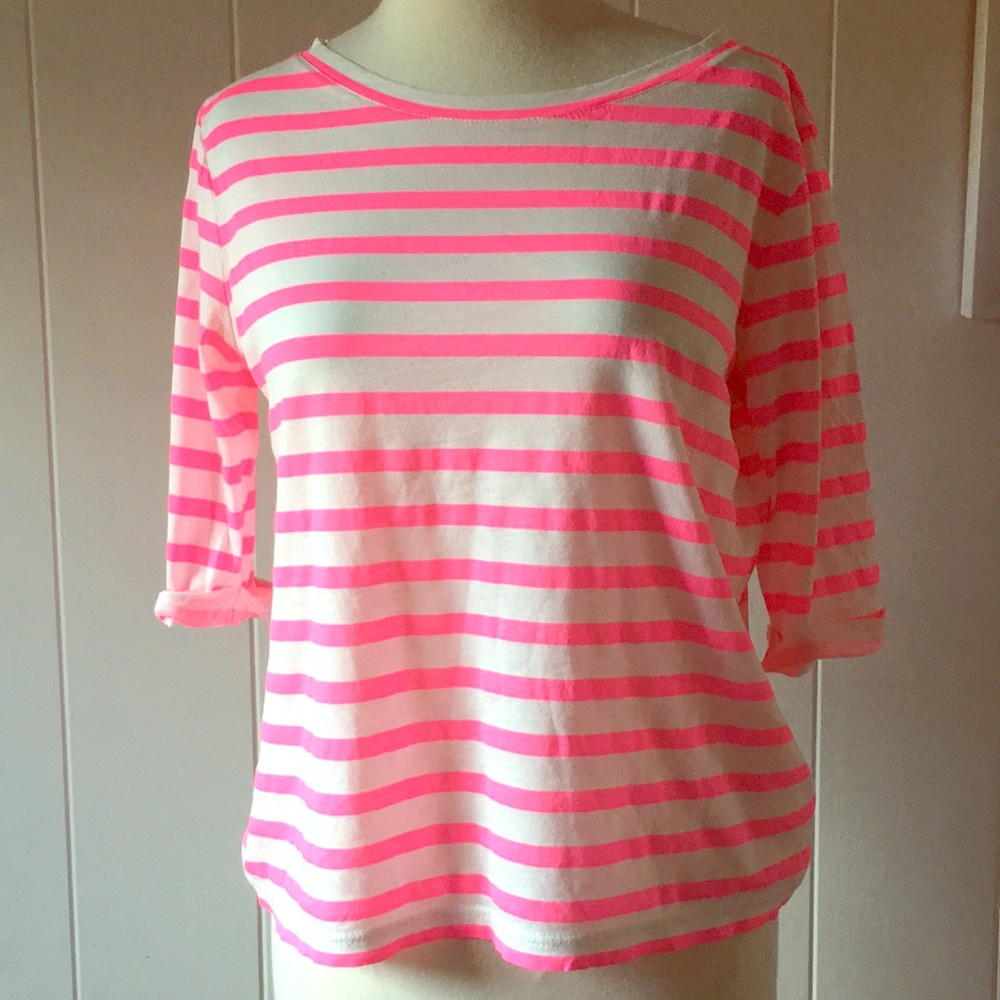 ✨J. Crew Small Light weight Stripe pink T shirt  ✨